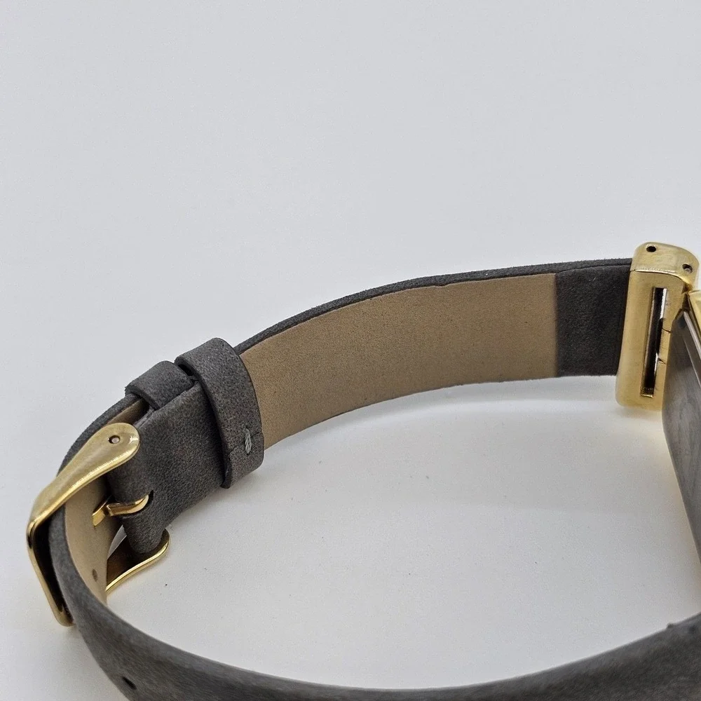 Issac Mizrahi Live Watch Women 24MM Gold Dial‎ Gray Leather Bands New Battery